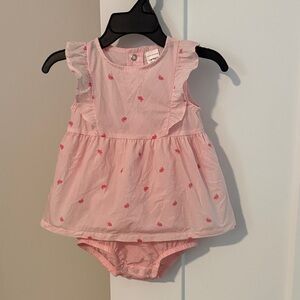 Carter's Pink Striped Floral Ruffle Dress with Matching Bloomer
